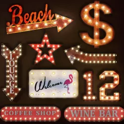 Lighted Metal sign Set 19 3D model