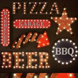 Lighted Metal sign Set 20 3D model