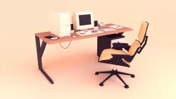 Low Poly Computer Desk Low-poly  3D model