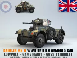 Low Poly Daimler MK II armored car Low-poly  3D model