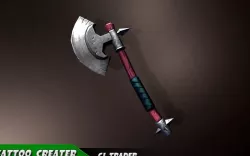 Low Poly Fantasy Fighting Axe 3D Model Low-poly  3D model