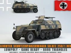 Low Poly Schutzenpanzerwagen SdKfz 250 1 Neu Low-poly  3D model