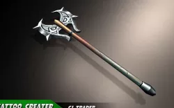 Lowpoly Fantasy Magical Axe 3D Model Low-poly  3D model
