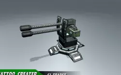 Lowpoly Mobile turret machine gun animated rig 3d model Low-poly  3D model