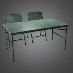 Military Table and Chair - MLT - PBR Game Ready Low-poly  3D model