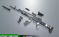 Modern AR Gun Rigged - Weapon Equipment Kit 3d model Low-poly  3D model