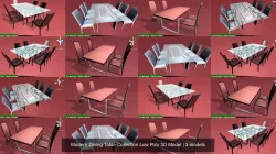 Modern Dining-Table Collection Low Poly 3D Model 