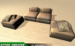 Modern low poly sofa set 3d model Low-poly  3D model