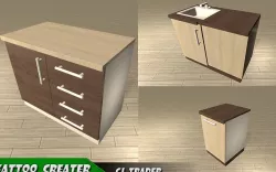 Modular kitchen table furniture low poly 3d model Low-poly  3D model
