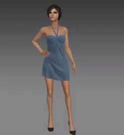 Neck Holder Dress - Marvelous Designer - 3D Model 3D model