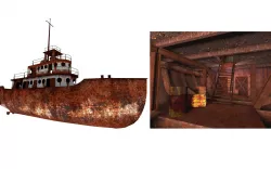 Old Abandoned Rusted Ship with Interior Low-poly  3D model