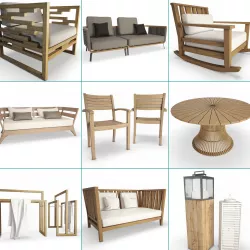 Outdoor Wooden Furniture Collection 3D model