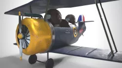 PBR Low poly  cartoon WW1 Biplane Low-poly  3D model
