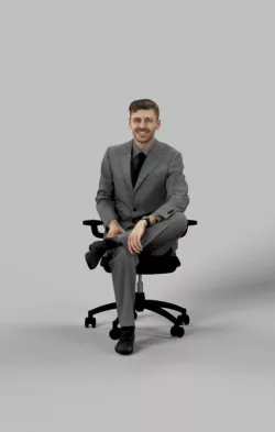 Peter A Business Man Sitting At His Desk listening laughing Low-poly  3D model