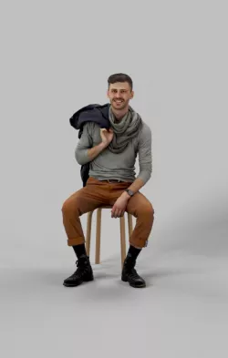 Peter A Casual Man Sitting In A Cafe Listening Low-poly  3D model