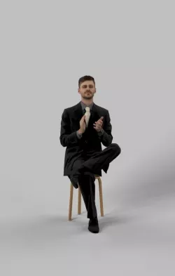 Peter Elegant Business Man In A Black Suit Sitting And Clapping Low-poly  3D model