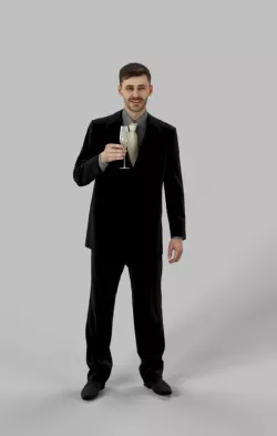 Peter Elegant Business Man Standing With A Glass Of Wine Low-poly  3D model