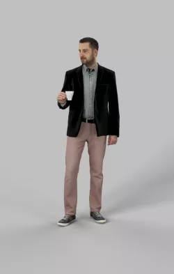 Petr Smart Casual Middle Eastern Man Cup of Coffee Low-poly  3D model