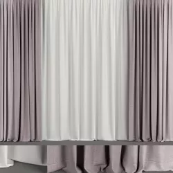 Pink curtains with tulle 3D model