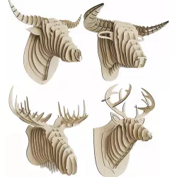  Plywood set of animal heads 3D model