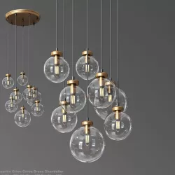 Quentin Glass Globe Brass Chandelier 3D model