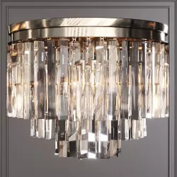 RH 1920S ODEON CLEAR GLASS FRINGE 3-TIER FLUSHMOUNT Nickel 3D model