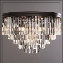 RH 1920S ODEON CLEAR GLASS FRINGE 5-TIER FLUSHMOUNT Black 3D model