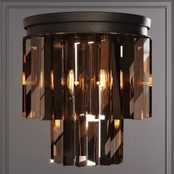 RH 1920S ODEON SMOKE GLASS FRINGE 2-TIER FLUSHMOUNT Black 3D model