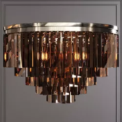 RH 1920S ODEON SMOKE GLASS FRINGE 5-TIER FLUSHMOUNT Nickel 3D model