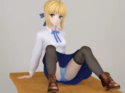 Saber anime girl pose 02 3D model