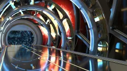 Sci Fi corridor with sun and stars 3D model