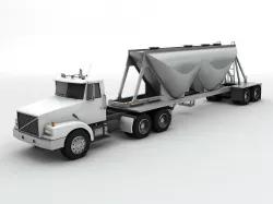 Semi Truck With Dry Cement Trailer Low-poly  3D model