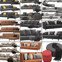 Sofas set 5 3D model