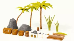 Tropical Island Survival Kit Low-poly  3D model