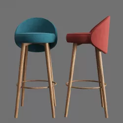 Velvet Bar Stool 3D model