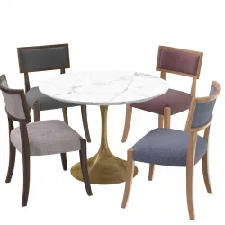 Aero Marble Round Table and Classik Klismos Chair Low-poly  3D model