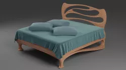 Bed in bedroom 3D model
