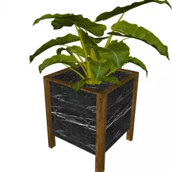 Black marble planter pot 3D model