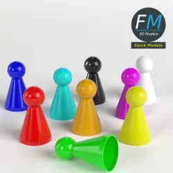 Board game pawns set 3D model