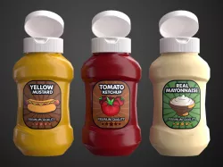 Cartoon Sauce Bottles Low-poly  3D model