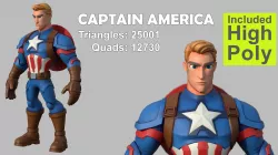 Character - Cartoon - Captain America Infinity Fan Art Low-poly  3D model
