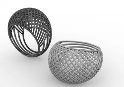 Contemporary Square Profile Structured Ring 3D model