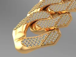 cuban Chain  necklace  bracelet diamond and lock 3D model