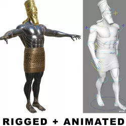 Daniel 2 Statue King  Nebuchadnezzar textured rigged animated  Low-poly  3D model