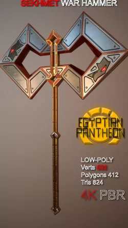 Egyptian Pantheon - Sekhmet War Hammer Low-poly  3D model