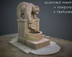 Fishing bear fountain  Low-poly  3D model