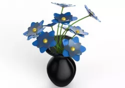Flower Vase with Flowers Low-poly  3D model