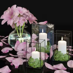  Flowers with candles Low-poly  3D model