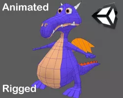 Funny Cartoon Character Dragon Low-poly  3D model