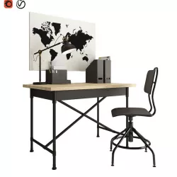 Ikea workplace black 3D model